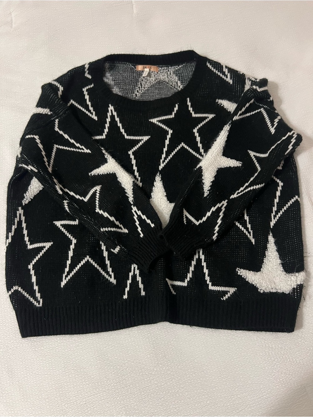 36 Point 5 Black and White Star Crewneck Sweater